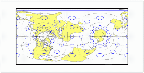 World map using Cassini projection