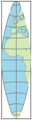 World map using standard Cassini projection