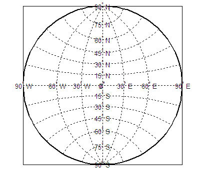 Graticule and frame for a map that uses a stereographic projection