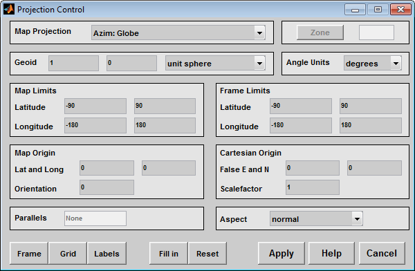 Projection Control dialog box