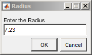 Dialog for entering radius