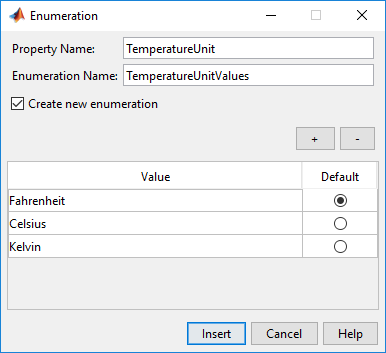 Created enumeration dialog for temperature units