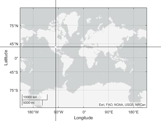 Geographic axes with cursor for selecting a point