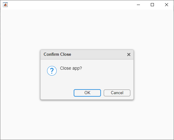 Figure window with a confirmation dialog box that says "Close app?"