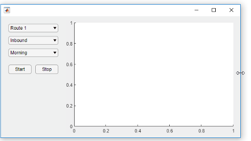 UI figure window resized to be wider. The axes component fills the additional horizontal space.