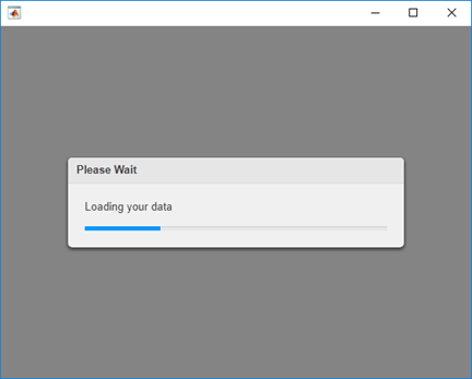 Progress dialog box with title "Please Wait" and text "Loading your data". The progress bar length is about 1/3 of the full length.