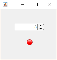 UI figure window with a spinner and a lamp. The value of the spinner is 8, and the lamp is red.