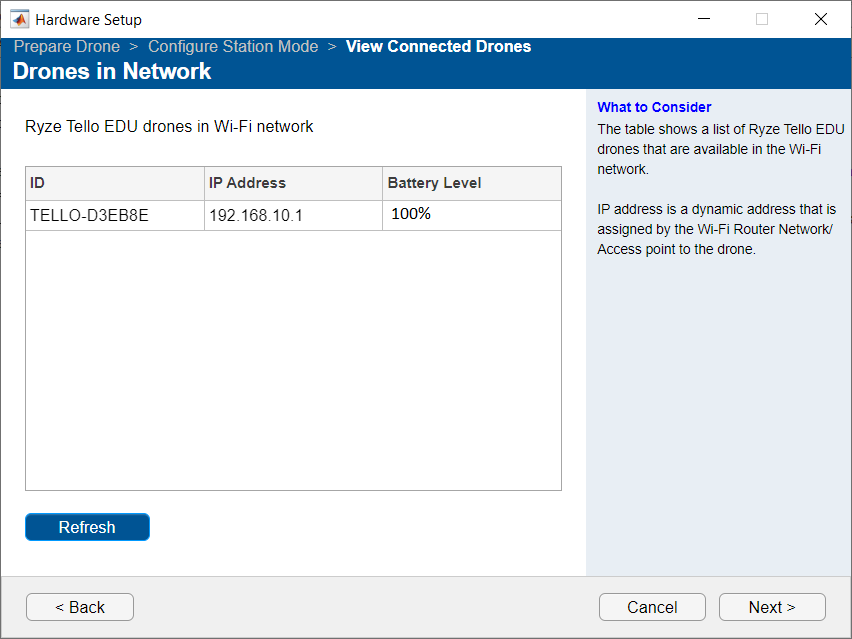 Drones in Network window