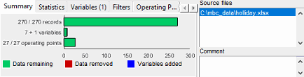 Source file information in the Data Editor view