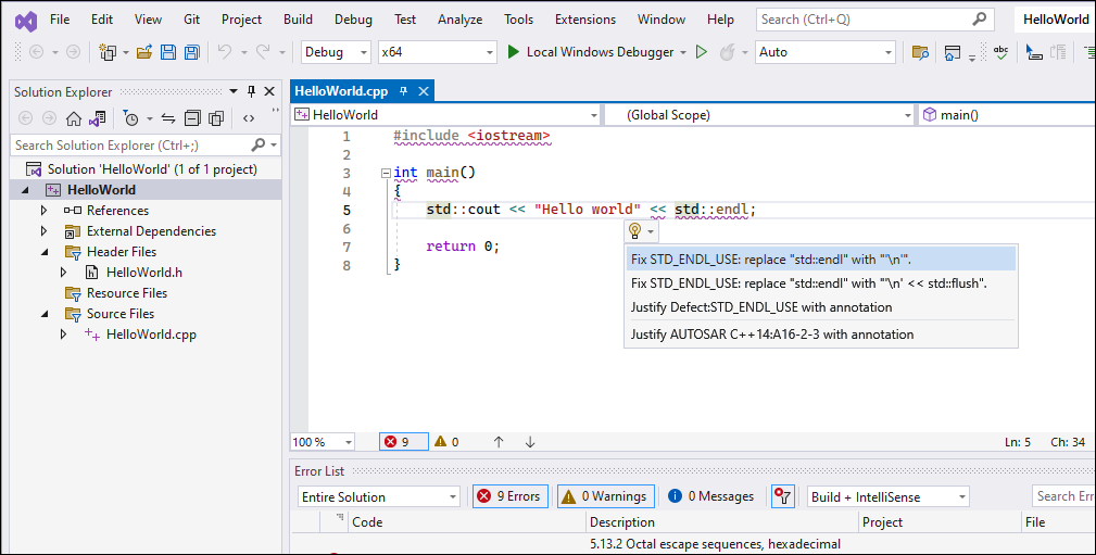 Visual Studio apply quick fix using contextual menu