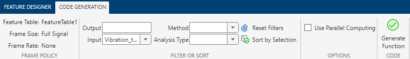 List of all possible outputs with selections grouped at the top