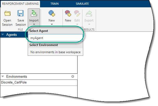 Select one of the listed agents, which are available in the MATLAB workspace.