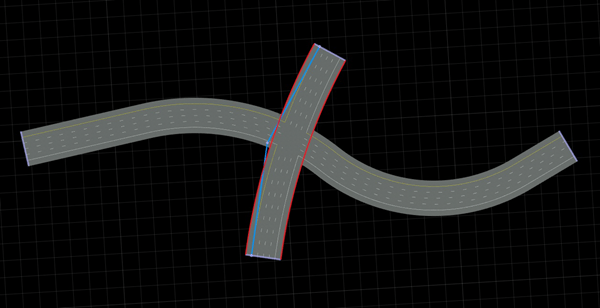 Two overlapping roads that form an intersection