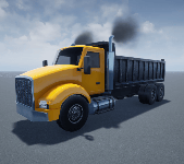 Dump truck in Unreal Engine simulation environment