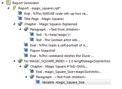 Outline pane with variable component selected