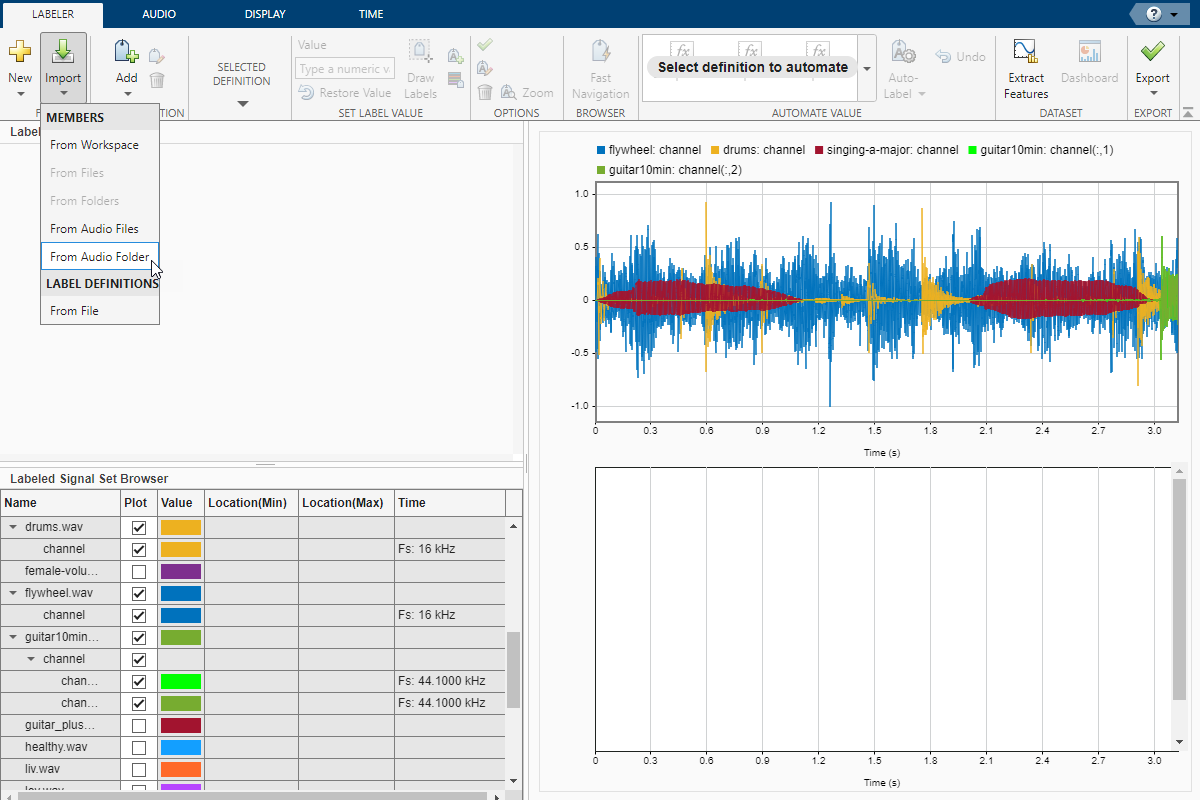 Import signals from audio folder