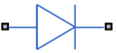Diode icon with two electrical ports.