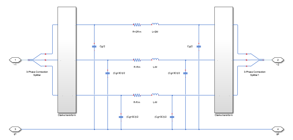 Equivalent electrical circuit for a single-segment pi-line model