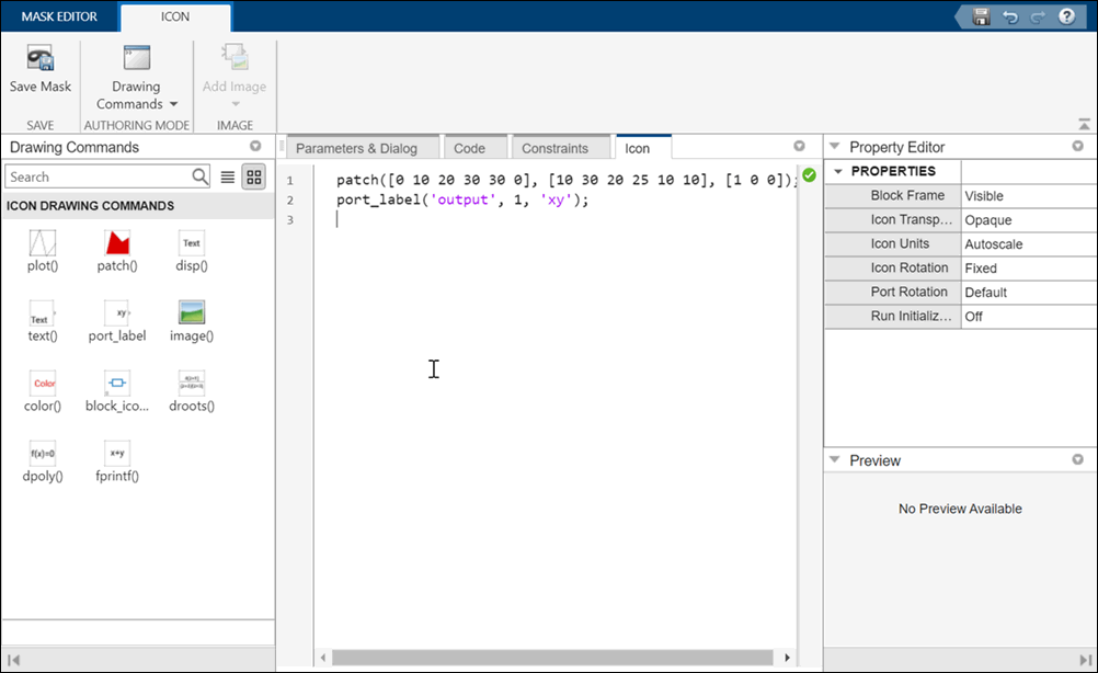 icon drawing commands