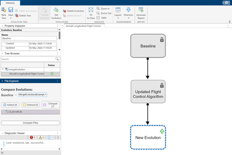 Screenshot of Design Evolution Manager app in use.