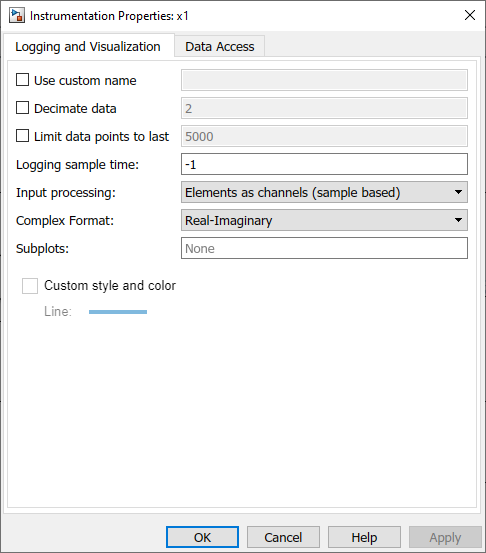 Instrumentation Properties dialog box