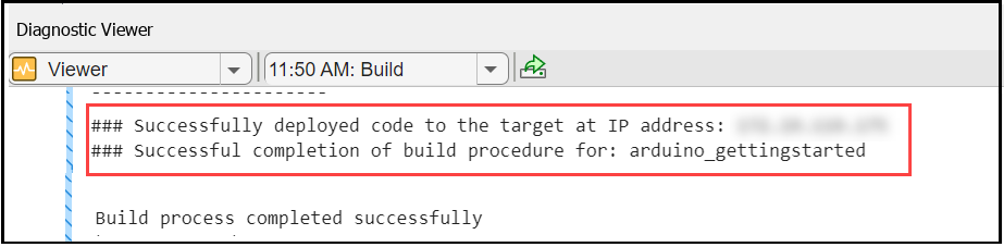 OTA Successful Deployment of Code Diagnostic Viewer Message
