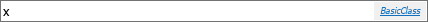 Text box for a parameter value displays the variable name x on the left, and BasicClass on the right