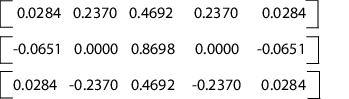 Parameter of coefficients as three rows of parameters