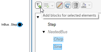Pointer paused on Add blocks for selected signals button