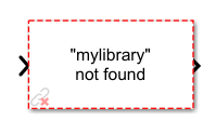 Icon of a library block displaying a message indicating the library is not found.