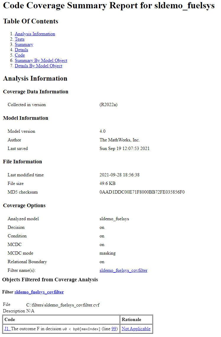 Code Coverage Summary Report for sldemo_fuelsys.