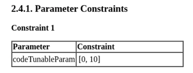 Parameter constraints in Simulink Design Verifier analysis report.