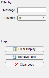 The System Log Viewer tab provides controls to filter, clear, or retrieve log messages.