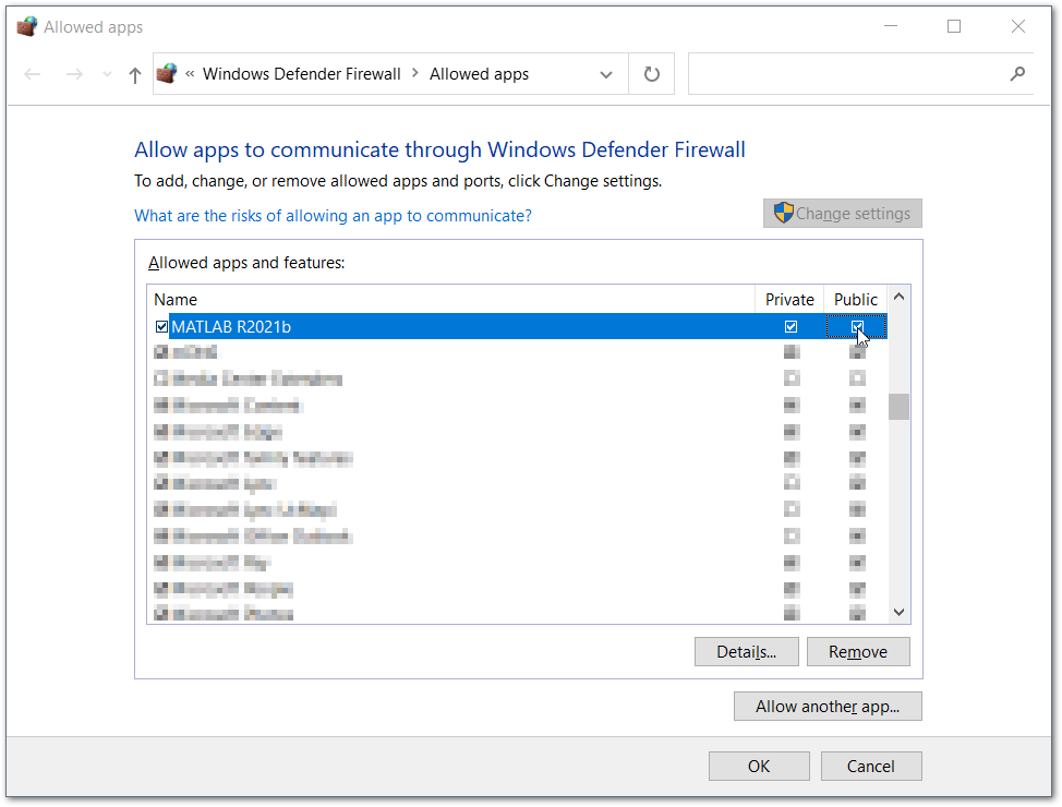 A Public and Private Networks configuration issue can cause the cannot connect to target error.