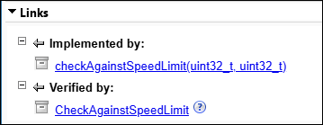 The Links section shows the requirement is verified by the generated test.