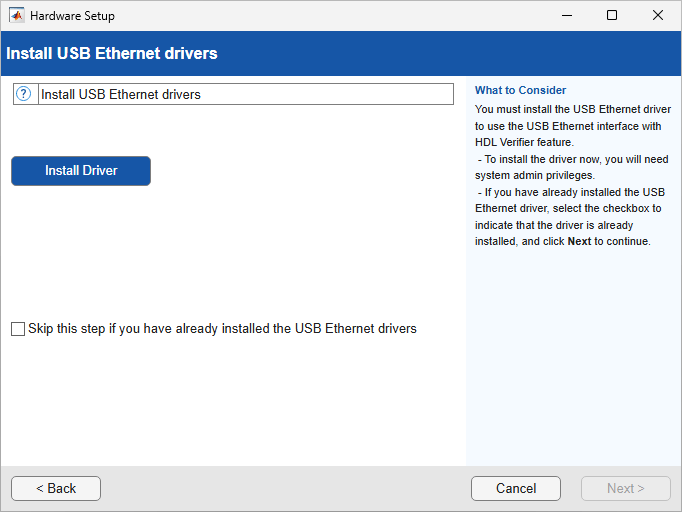 Install USB ethernet drivers