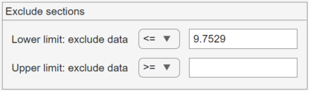 Exclude sections pane showing a specified lower limit