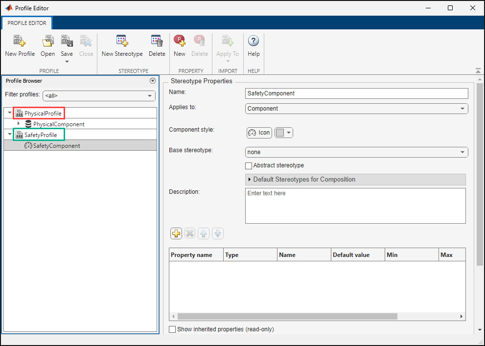 Profile Editor tool with two different profiles.