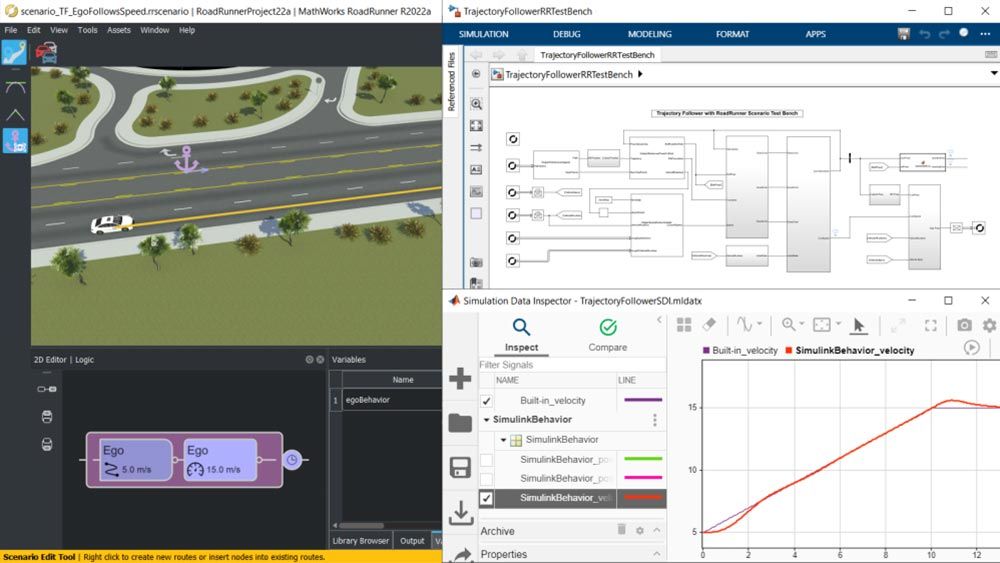 Modello Simulink per il controllo di un veicolo in RoadRunner Scenario.