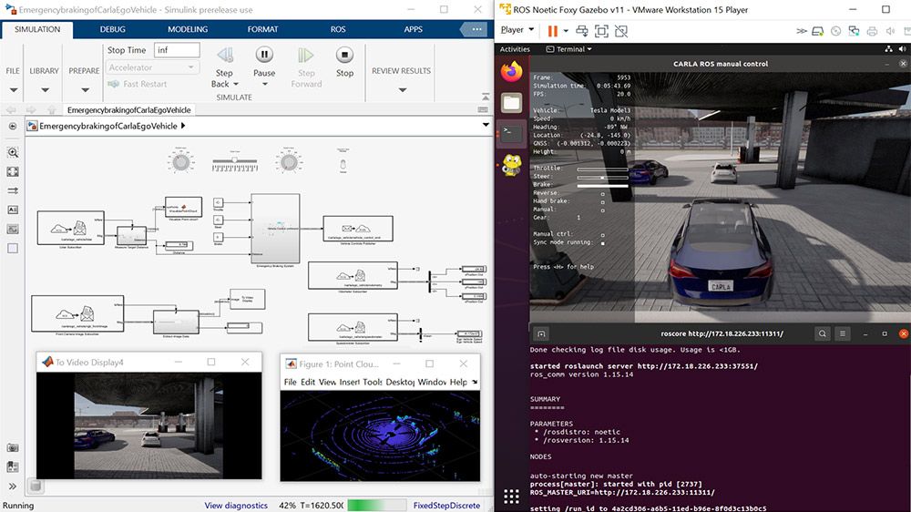 Controllo di un veicolo ego nel simulatore CARLA con Simulink e CARLA ROS Bridge