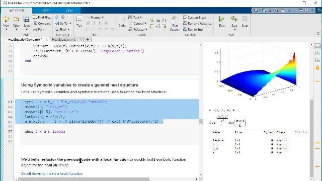 Learn how to use a live script to teach a comprehensive story about heat diffusion and the transient solution of the heat equation in 1-dim using Fourier analysis.